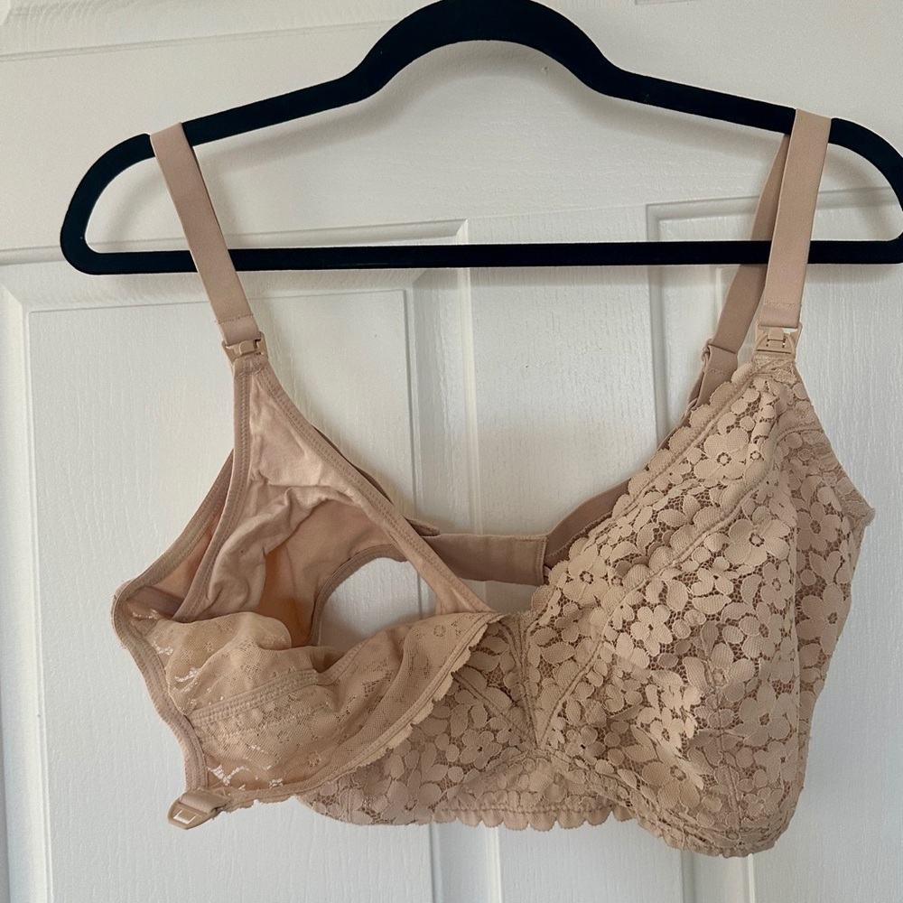 Lace Nursing Bra | Nude Floral Clip-Down Maternity Bra Size 36F - Picture 2 of 7
